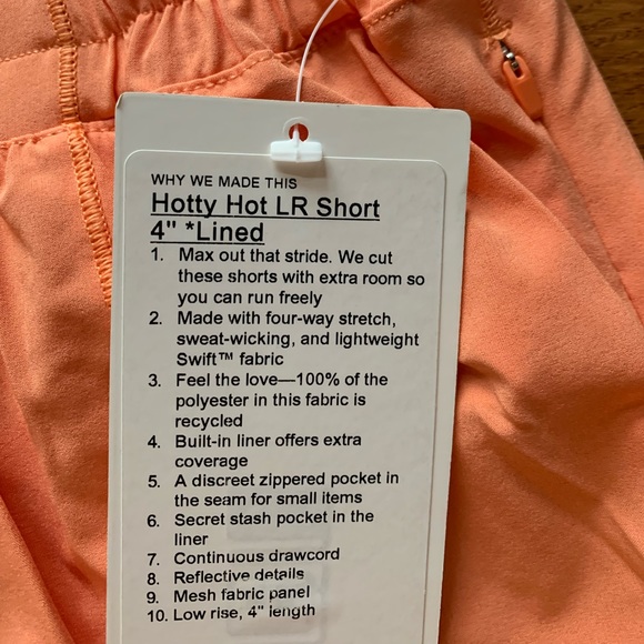 🍑LULULEMON HOTTY HOT LR SHORT 4”-GOLDEN APRICOT🍑 - Picture 12 of 13